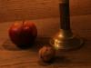 Candle, apple and walnut