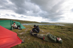 Vi hittade en fin tältplats även denna gång på en liten udde ute i en sjö.<br>Tagen 17:59 den 29 juli 2009